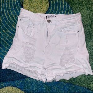 Women's White Distressed Shorts size large